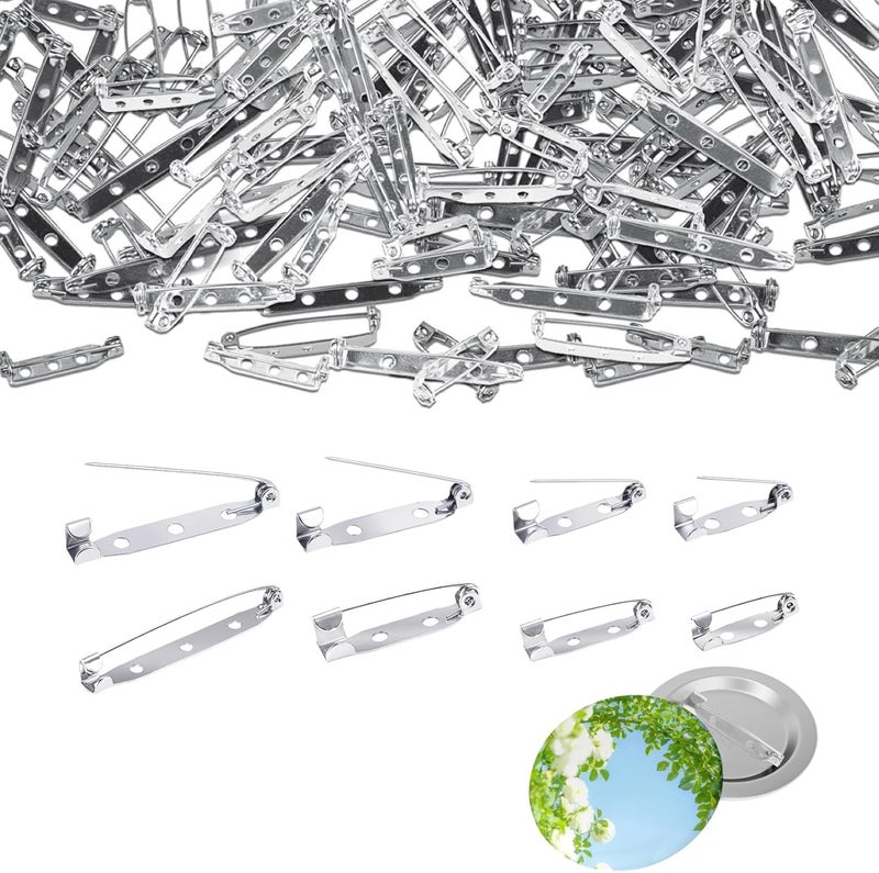 Pretwad 120pcs Brooch Pin Backs Kit - 4 Sizes Silver Bar Pins & Clasp Backings for Jewelry Making, Badges, Crafts, Name Tags and DIY Accessories - Image 1